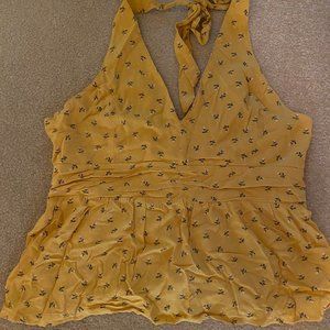 American Eagle Yellow Floral Halter Top